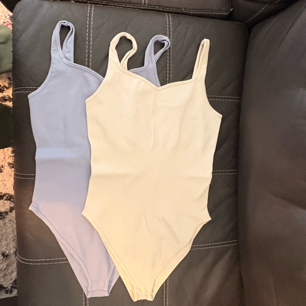 Cream and Light Purple Body Suit